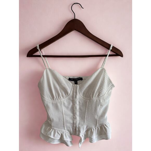 Women’s White Corset Style Ruffle Hem Top Size M— Y2K Aesthetic | Coquette Style - Picture 1 of 10
